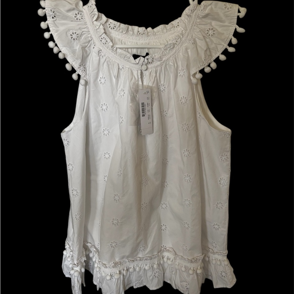 White Eyelet Sleeveless Top